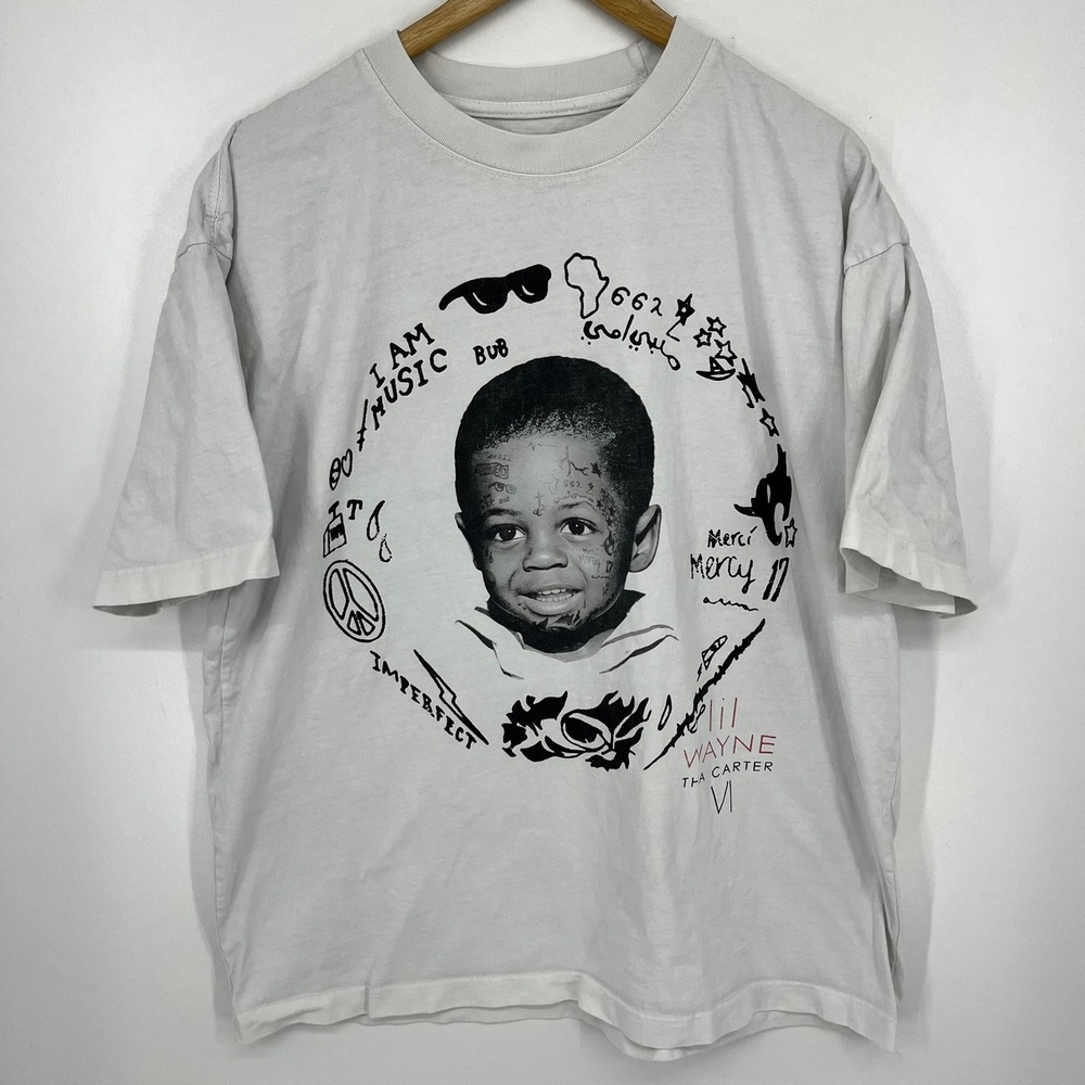 Lil Wayne Tha Carter VI Graphic T-Shirt White Mens XL Young Money Rap Tee